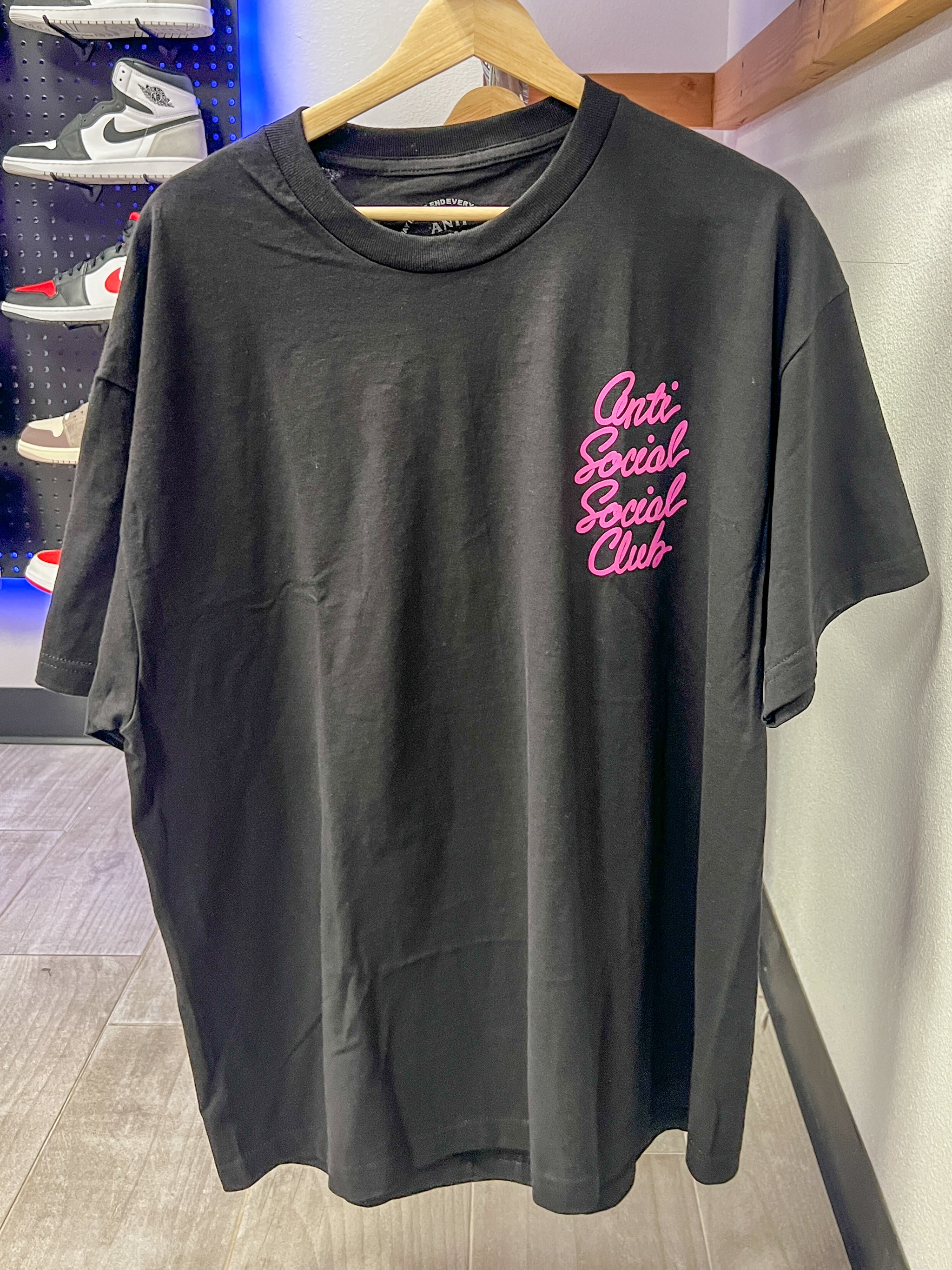 Anti Social Social Club Tee Black Pink Letters Large Anti Social Social Club Tee Black Pink Letters Large