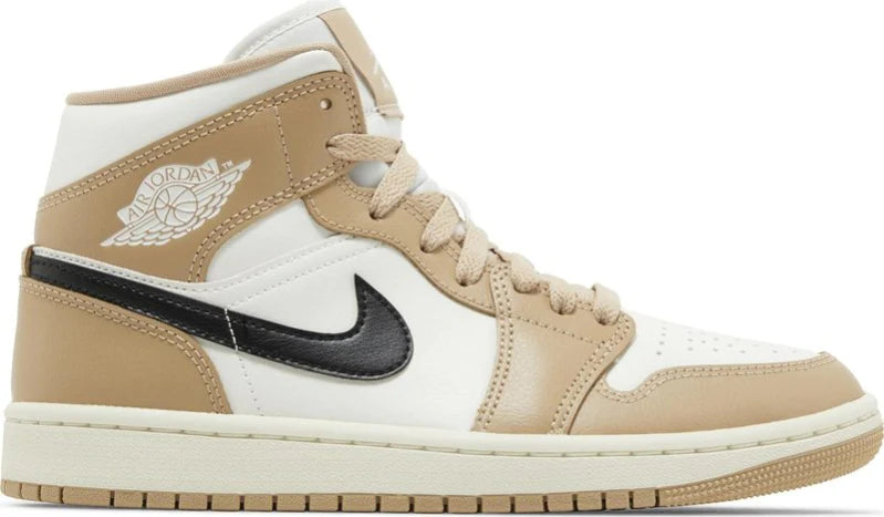 JORDAN 1 MID TAN BEIGE BLACK