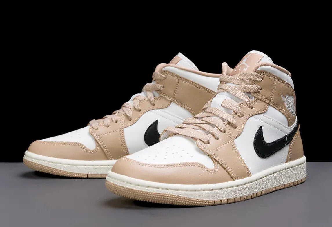 JORDAN 1 MID TAN BEIGE BLACK