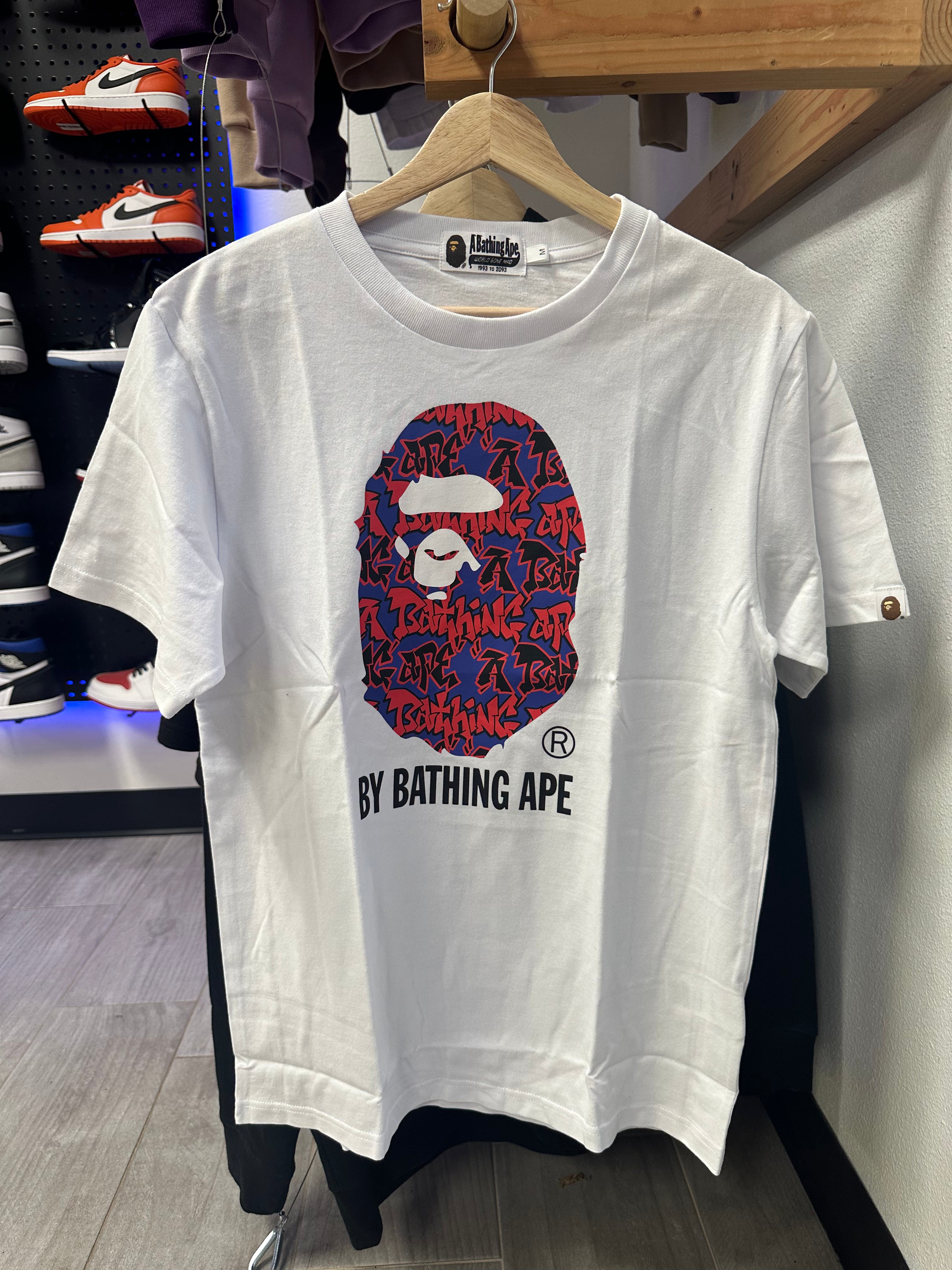 BAPE TEE WHITE BLUE RED