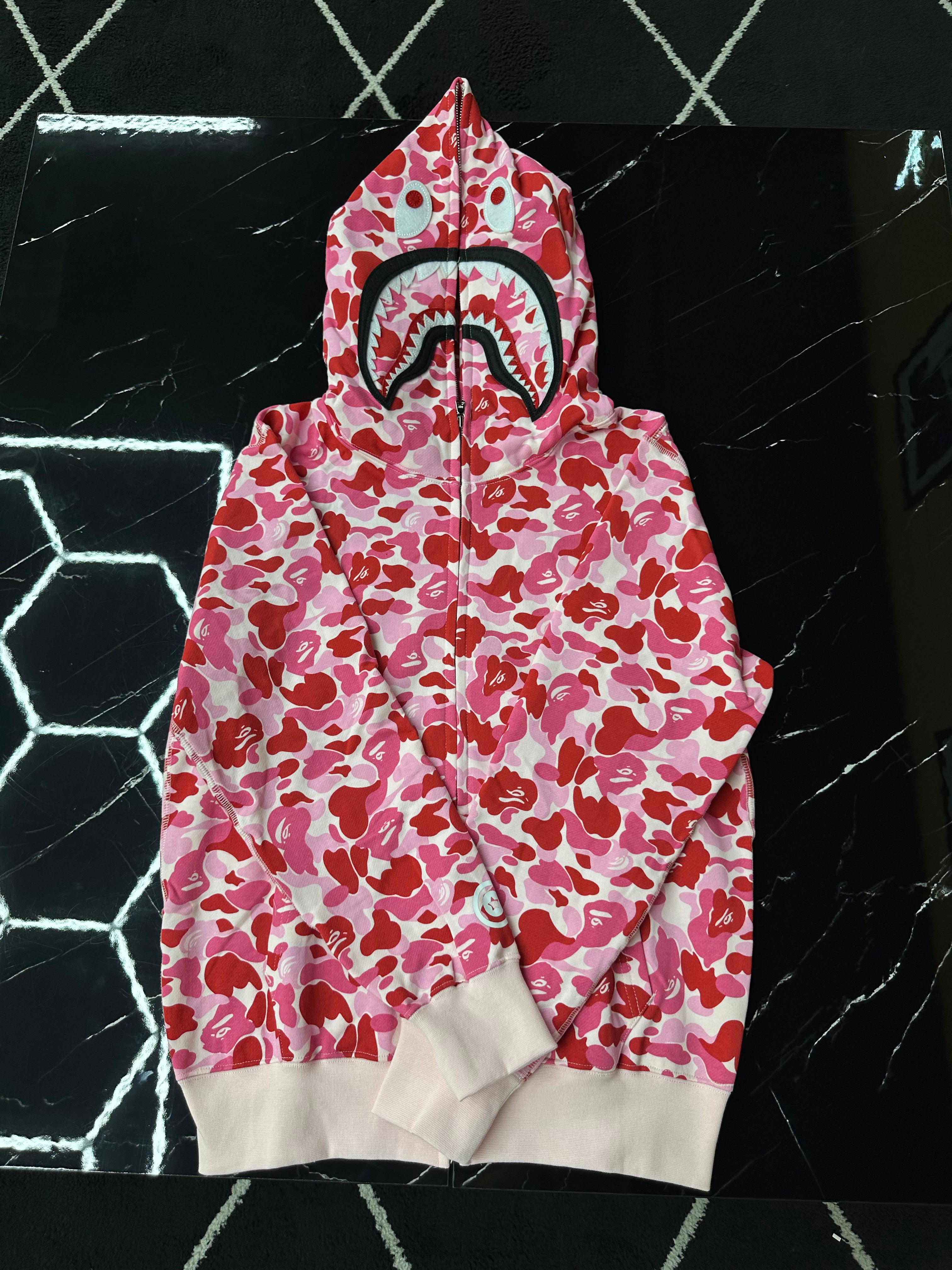 Bathing ape hoodie pink hot sale